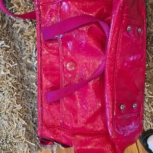 Coach Dotted C Pink Patent Leather Diaper Bag Tote